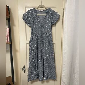 Madewell dot and gingham puff sleeve dress